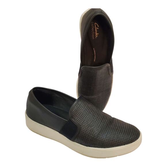 Clarks Black Combi Layton Petal Leather Sneaker - Women 9.5 - Picture 1 of 10